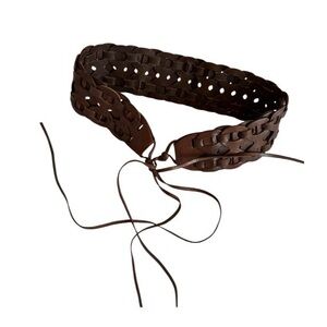 Banana Republic Boho Braided Tassel Brown Leather Belt